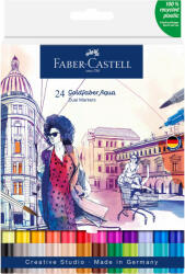 Faber-Castell Markere 2 capete, acuarela FABER-CASTELL Goldfaber Aqua Dual, 24 culori/cutie, FC164624