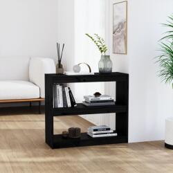 vidaXL Bibliotecă/Separator cameră negru 80x30x71, 5 cm lemn masiv pin (808187) Biblioteca