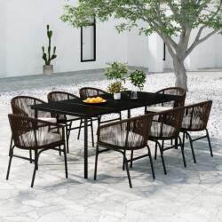 vidaXL Set de mobilier pentru grădină, 9 piese, maro (3099232)