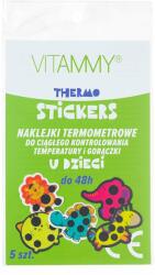 Vitammy Set 5 autocolante depistare febra Vitammy Thermo, monitorizare temperatura copii, cristale lichide, Multicolor