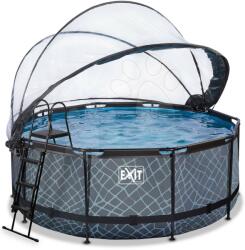 EXIT Toys Piscină cu prelată și filtrare pentru nisip Stone pool grey Exit Toys construcție rotundă metalică 360*122 cm gri de la 6 ani (ET30471200) Piscina