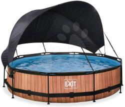EXIT Toys Piscină cu acoperiș și filtrare Wood pool brown Exit Toys rotundă construcție din metal 360*76 cm maro de la 6 ani (ET30351210)