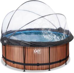 EXIT Toys Piscină cu prelată și filtrare pentru nisip Wood pool brown Exit Toys construcție rotundă metalică 360*122 cm maro de la 6 ani (ET30471210) Piscina