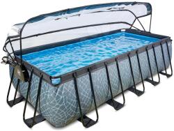 EXIT Toys Piscină cu prelată filtrare pentru nisip și pompă de căldură Stone pool grey Exit Toys construcție metalică 540*250 cm gri de la 6 ani (ET30675300) Piscina