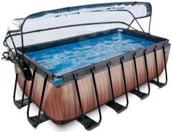 EXIT Toys Piscină cu prelată și filtrare pentru nisip Wood pool brown Exit Toys construcție metalică 400*200 cm maro de la 6 ani (ET30474210) Piscina