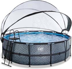 EXIT Toys Piscină cu prelată filtrare pentru nisip și o pompă de căldură Stone pool grey Exit Toys construcție rotundă din metal 427*122 cm gri de la 6 ani (ET30671400) Piscina