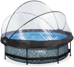 EXIT Toys Piscină cu prelată și filtrare Stone pool grey Exit Toys construcție rotundă din metal 300*76 cm gri de la 6 ani (ET30321000) Piscina
