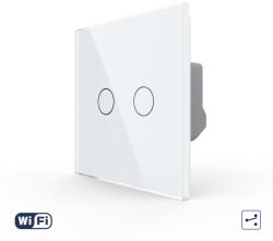 LIVOLO Intrerupator Dublu Cap Scara / Cruce Wi-Fi cu Touch LIVOLO din Sticla - Serie Noua
