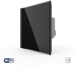 LIVOLO Intrerupator Dublu Cap Scara / Cruce Wi-Fi cu Touch LIVOLO din Sticla - Serie Noua - culoare negru