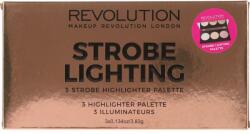 Makeup Revolution Paletă iluminatoare pentru față - Makeup Revolution 3 Strobe Highlighter Palette Strobe Lighting