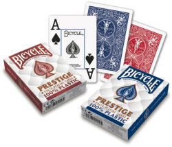 The United States Playing Card Company Pachet de carti de joc profesionale, poker, Bicycle Prestige, 100% plastic, poker size, Jumbo Index (8420707441005B)