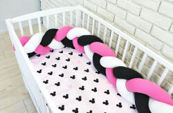 Baby Nellys Mantinel tricotat tresă cu lenjerie de pat Mickey - negru, alb, roz, B19 Lenjerii de pat bebelusi‎, patura bebelusi