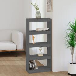 vidaXL Bibliotecă/Separator cameră gri, 60x30x135, 5 cm, lemn masiv pin (808170) Biblioteca