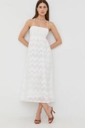 Bardot rochie culoarea alb, midi, evazati PPYY-SUD26A_00X