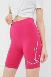 Karl Kani pantaloni scurți femei, culoarea roz, cu imprimeu, high waist KW2210371-pink PPYY-SZD0YF_42X