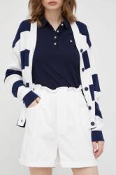 United Colors of Benetton pantaloni scurti jeans femei, culoarea alb, neted, high waist PPYY-SZD0R4_00X