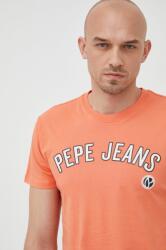 Pepe Jeans tricou din bumbac Alessio culoarea portocaliu, cu imprimeu PPYY-TSM1PR_22X