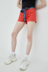Superdry pantaloni scurti femei, culoarea rosu, neted, medium waist PPYY-SZD0OK_33X