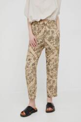 Sisley pantaloni femei, culoarea bej, drept, high waist PPYY-SPD0TY_80X