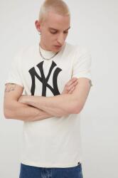 47brand tricou din bumbac Mlb New York Yankees culoarea bej, cu imprimeu PPYY-TSU01I_01X
