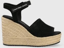 Calvin Klein Jeans sandale femei, culoarea negru, toc pana PPYY-OBD1B3_99X