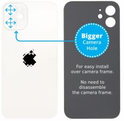 Apple iPhone 12 Mini - Sticlă Carcasă Spate cu Orificiu Mărit pentru Cameră (White), White