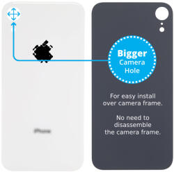 Apple iPhone XR - Sticlă Carcasă Spate cu Orificiu Mărit pentru Cameră (White), White