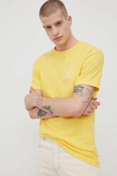 Huf tricou din bumbac culoarea galben, cu imprimeu PPYY-TSM33L_11X