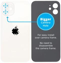 Apple iPhone 12 - Sticlă Carcasă Spate cu Orificiu Mărit pentru Cameră (White), White