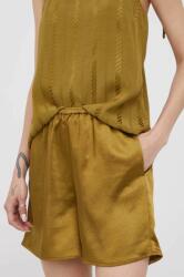 Sisley pantaloni scurti femei, culoarea verde, neted, high waist PPYY-SZD0NL_78X