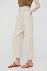 Sisley pantaloni femei, culoarea bej, drept, high waist PPYY-SPD0T7_02X
