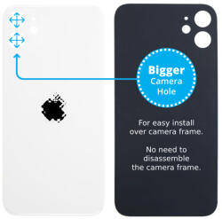 Apple iPhone 11 - Sticlă Carcasă Spate cu Orificiu Mărit pentru Cameră (White), White