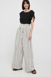 Sisley pantaloni femei, culoarea bej, drept, high waist PPYY-SPD0SW_02X
