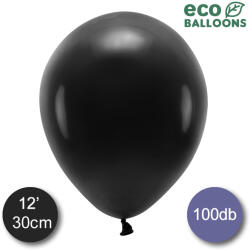 PartyDeco ECO lufi, latex, 30cm 100 db, pasztel fekete