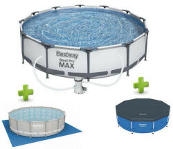 Bestway Steel Pro Max MAUI Superior XXL Fémvázas kerti medence szett, vízforgatóval, védőtakaróval és talajtakaróval, 305 x 76 cm