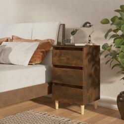 vidaXL Noptiere picioare lemn masiv 2 buc. stejar afumat 40x35x69 cm (813135)