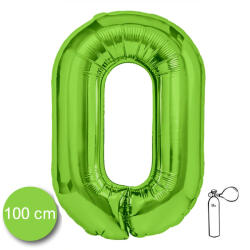 PartyPal 0. szám, fólia lufi, 100 cm, zöld