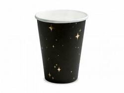 PartyDeco Pahare - negre cu stele 260 ml