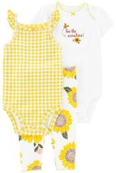 CARTERS CARTER'S Set jambiere din 3 piese, body cr. maneca, bretele de umar Yellow Sunflower girl 18m (AGS1N042410_18M)