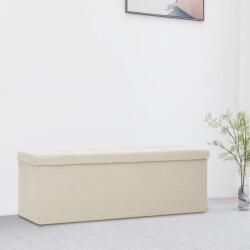 vidaXL Bancă de depozitare pliabilă, alb crem, imitație de pânză (338792)