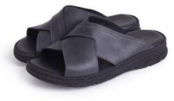 Vlnka Papuci din piele pentru bărbați Filip - neagră mărimi încălțăminte adulți 46 (15-00384-46)
