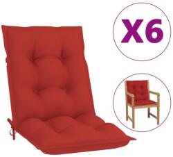 vidaXL Perne scaun cu spătar scund, 6 buc. , roșu, 100x50x7 cm, textil (314298)