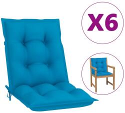 vidaXL Perne scaun cu spătar mic 6 buc. , albastru, 100x50x7 cm, textil (314292)