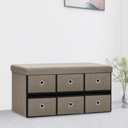 vidaXL Bancă depozitare pliabilă gri taupe, 76x38x38 cm imitație pânză (338817)