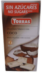 TORRAS glutén-, és cukormentes fehércsokoládé - kókusz 75g