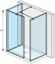 Jika Cubito Pure Walk-in zuhanykabin, hátfalhoz, ezüst/átlátszó üveg, 68x80 cm ( H2684270026681 ) (H2684270026681)
