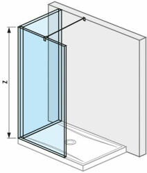 Jika Cubito Pure L üvegfal, profillal és támasszal, ezüst/átlátszó üveg, 140x80 cm ( H2694250026681 ) (H2694250026681)