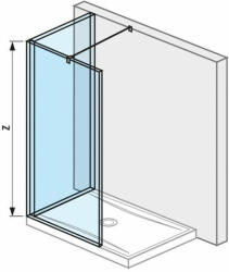 Jika Cubito Pure L üvegfal, profillal és támasszal, ezüst/átlátszó üveg, 130x80 cm ( H2694230026681 ) (H2694230026681)