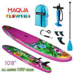 Maqua Set placa Paddleboard SUP, surf gonflabila Flowers, 330 cm x 80 cm x 15 cm MAQUA (MC-SUP00005)