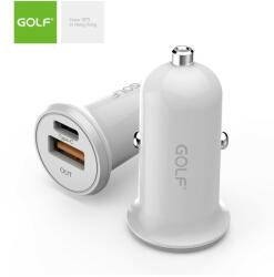 GOLF Alimentator incarcator auto 12-24V la 1x USB QC +1x 3A FastCharge USB Type C PD alb GF-C7 Golf (GF-C7) - sogest